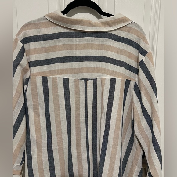 Mlle Gabrielle Lightweight Striped Button Down Shirt Dress ~ Size 3X 💙🤎 - Picture 12 of 12